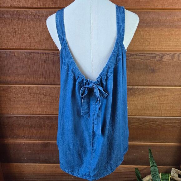 LOFT Outlet Womens Chambray Tie-Back Top S(P) Cottage Prairie Western Bohemian - Picture 3 of 9